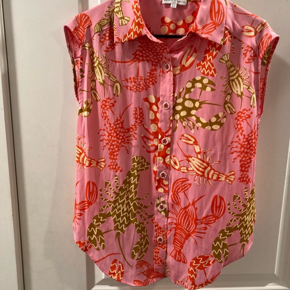 Playful Pink Lobster Print Button Down Shirt - Picture 1 of 5